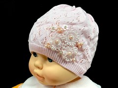 Korkki шапка одинарная-ажурная вязка (р.48-50) 3 цветка