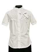 BG блузка короткий рукав, стразы,белая (рост 134 - 164) 6шт.