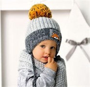 .AJS шапка 40-432 вязаная, подклад флис (р.46-48) цвет джинс М 40-432