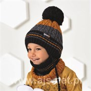 .AJS комплект 44-475 шапка с завязками на флисе+снуд (р.48-50)
