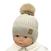 Milli шапка Риччи, на синтепоне, с меховым помпоном, подклад хлопок (р.42-44) 15971