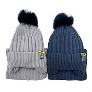 Amali комплект Smile, шапка на синтепоне+снуд (р.48-50) искусственный помпон 15983